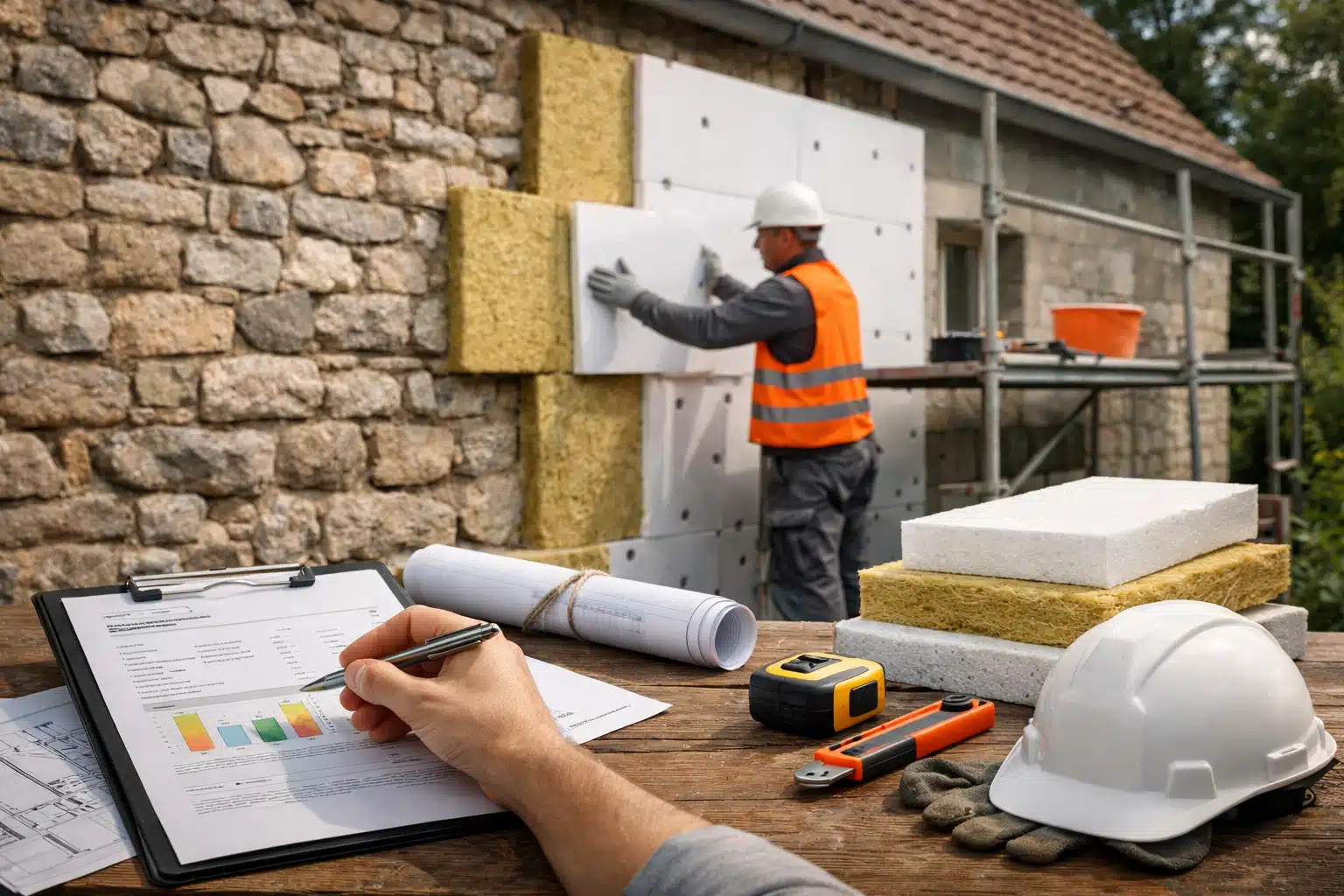 Devis et coût d'isolation thermique d'une façade en pierre ancienne